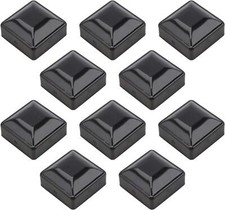 2" Square Powder-Coated Black Galvanized Steel Dome Caps (Pack of 10)