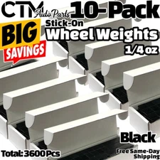 10 BOX 3600 pc 1/4oz 0.25oz Black Coated Adhesive Stick on balance Wheel Weights