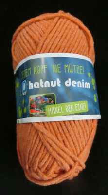 (79,80  / kg):  50 hatnut DENIM, Fb.28 orange - schön für Mützen und Co.  #4204