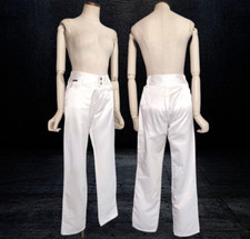 DIESEL 90s Vintage Pant White Satin High Waist Straight Pant Y2k Made In Italy S