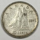 1947 Canada 10 Cents - George VI - Fine (F) Leaf KM#34 - 80% Silver - 5741-AH