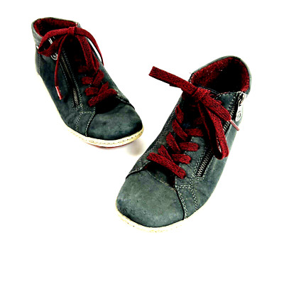 Remonte Tex Nubuck Ankle Boot Shoes Women US 6 EUR 37 Gray Fleece Lined Side Zip