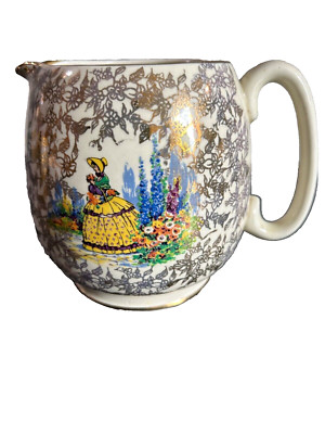 Vintage Sadler großer MILCHKRUG Dame im Sommergarten unbenutzt