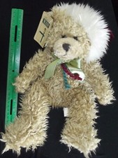 First  Main 11" Scraggles Christmas Teddy Bear Stuffed Plush Beige Santa Hat