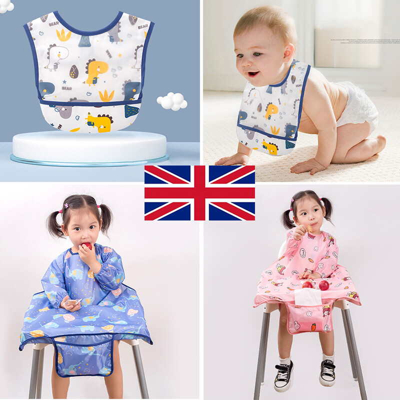 Baby Kids Bibs Long Sleeve Weaning Feeding Apron Coverall Highchair