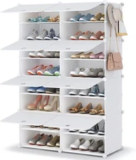 HOMIDEC Shoe Rack, 8 Tier Shoe Storage Cabinet 32 Pair Plastic Shoe Shelves