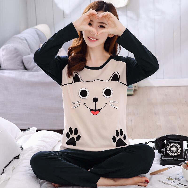 Cartoon cute XL little lady home service two-piece suit Casual Top for Women
