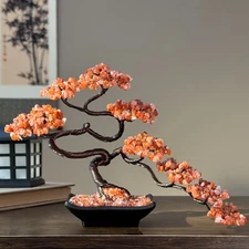 Milky Carnelian Crystal Gemstone Tree Healing Bonsai Tree of life Home Decor