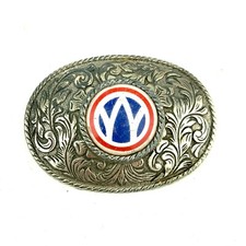 WW2 US 89th Infantry Division Logo Metal Belt Buckle Ornate Oval