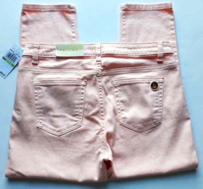NWT Michael Kors Izzy Cropped Skinny Jeans Dusty Coral Women's Size 8 Stretch