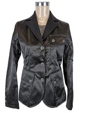 Belstaff The Aviator "black" Label Ladies Shiny Satin Blazer Jacket Eu 42 Uk 10