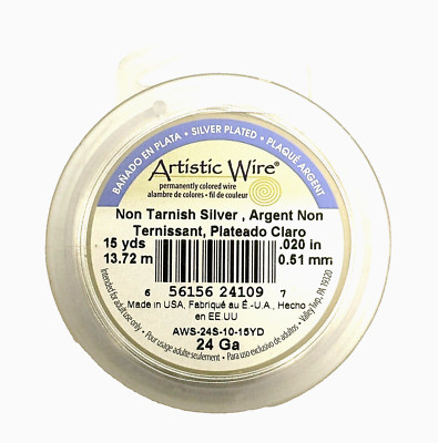 Artistic Wire 22 Gauge / .64 mm Silver Plated Tarnish Resistant Colored Coppe...