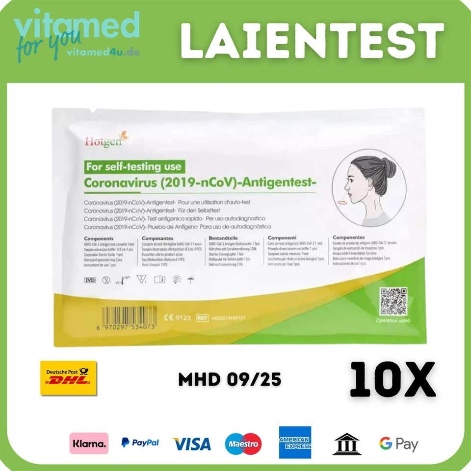 10 x Corona Hotgen Schnelltest Laientest Selbsttest COVID 19