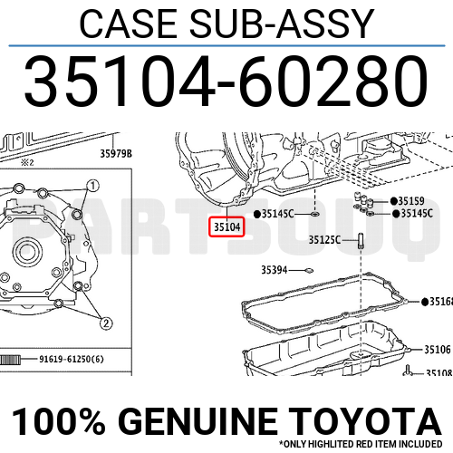 3510460280 Genuine Toyota CASE SUB-ASSY 35104-60280 | eBay