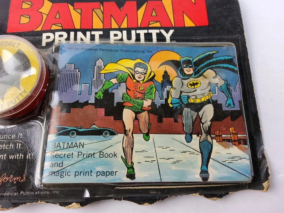 老式1966年蝙蝠侠印刷油灰书彩色NPP DC漫画玩具密封罕见 — 第 2/4 张图片