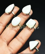 Amazonite Gemstone Rings 50pcs Wholesale Lot 925 Silver Plated Jewelry