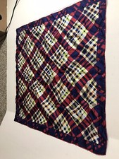 vintage plaid scarf 26"red blue green orange