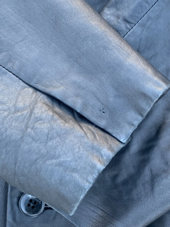 Chaqueta Blazer Para Hombres Kenneth Cole New York Negra Cuero Suave Estilo Retro Talla XL Foto 4 de 4