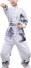 Kids Boys Girls Chinese Martial Arts Outfit Top Pants Set Kungfu Taichi Costume
