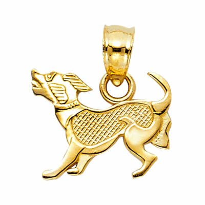 14K Yellow Gold Puppy Pendant For Woman