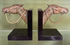 Paire Serre Livres Cheval Chevaux Art Déco Patine Bronze Horse Bookends