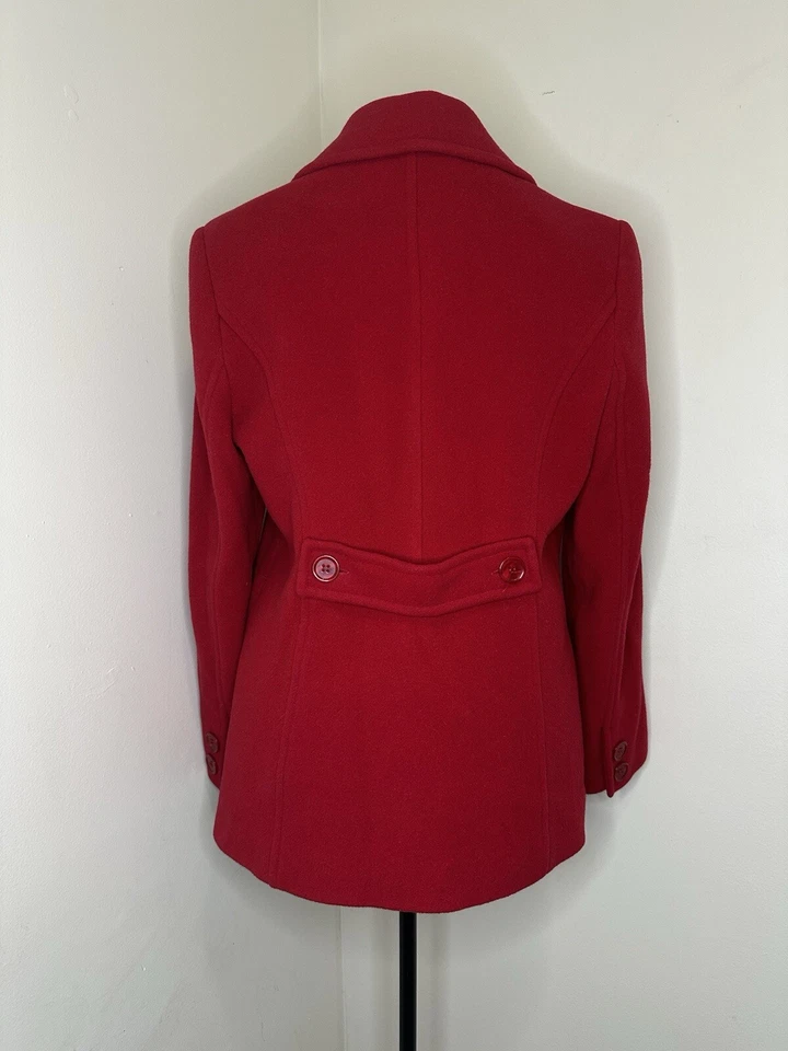 VTG Preston York Womens Tweed Pea Coat 11 Medium 42" Red Overcoat Jacket Blazer - Image 4 of 4
