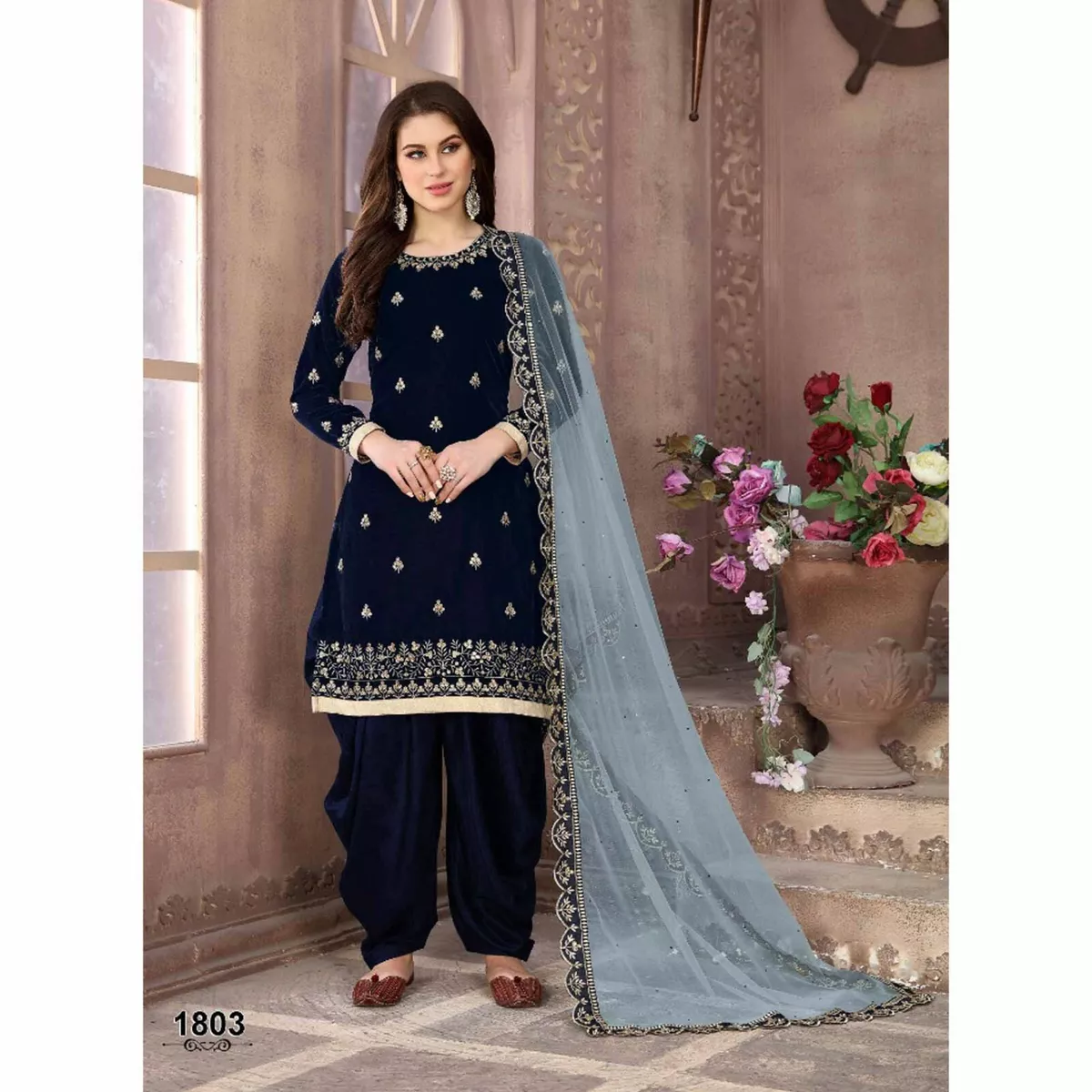 Navy blue top suit womens punjabi