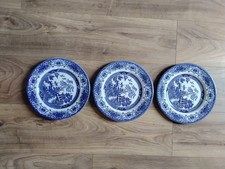 3 Vintage Blue Willow Pattern Dinner   Plate Good Condition