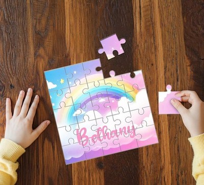 Personalisiertes Regenbogen Design individueller Name Kinder Puzzle Geschenk für Mädchen 27