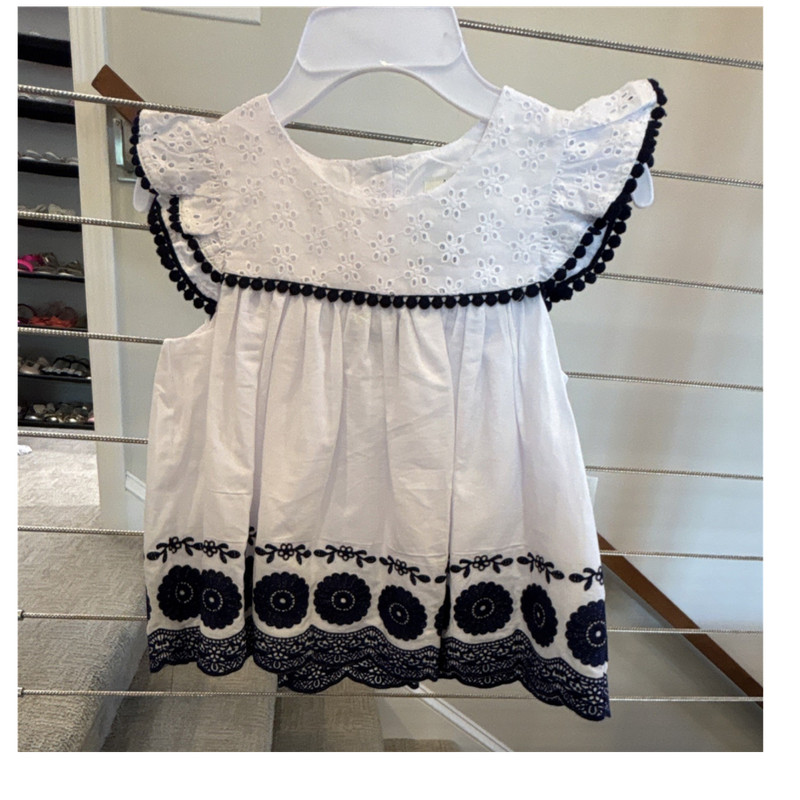 Joie Girls White Eyelet Lace Floral A-Line Sleeveless Blouse Headband Size 5/6