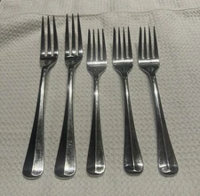 Gorham Colonial Tipt Stainless Salad & Dinner Forks Set Of 5 Japan Flatware 18/8