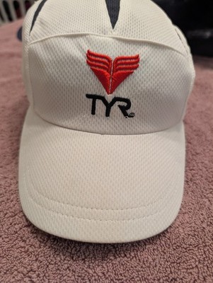 TYR Running Hat 5 Pannel Cap Men Always In Front White Adjustable T3