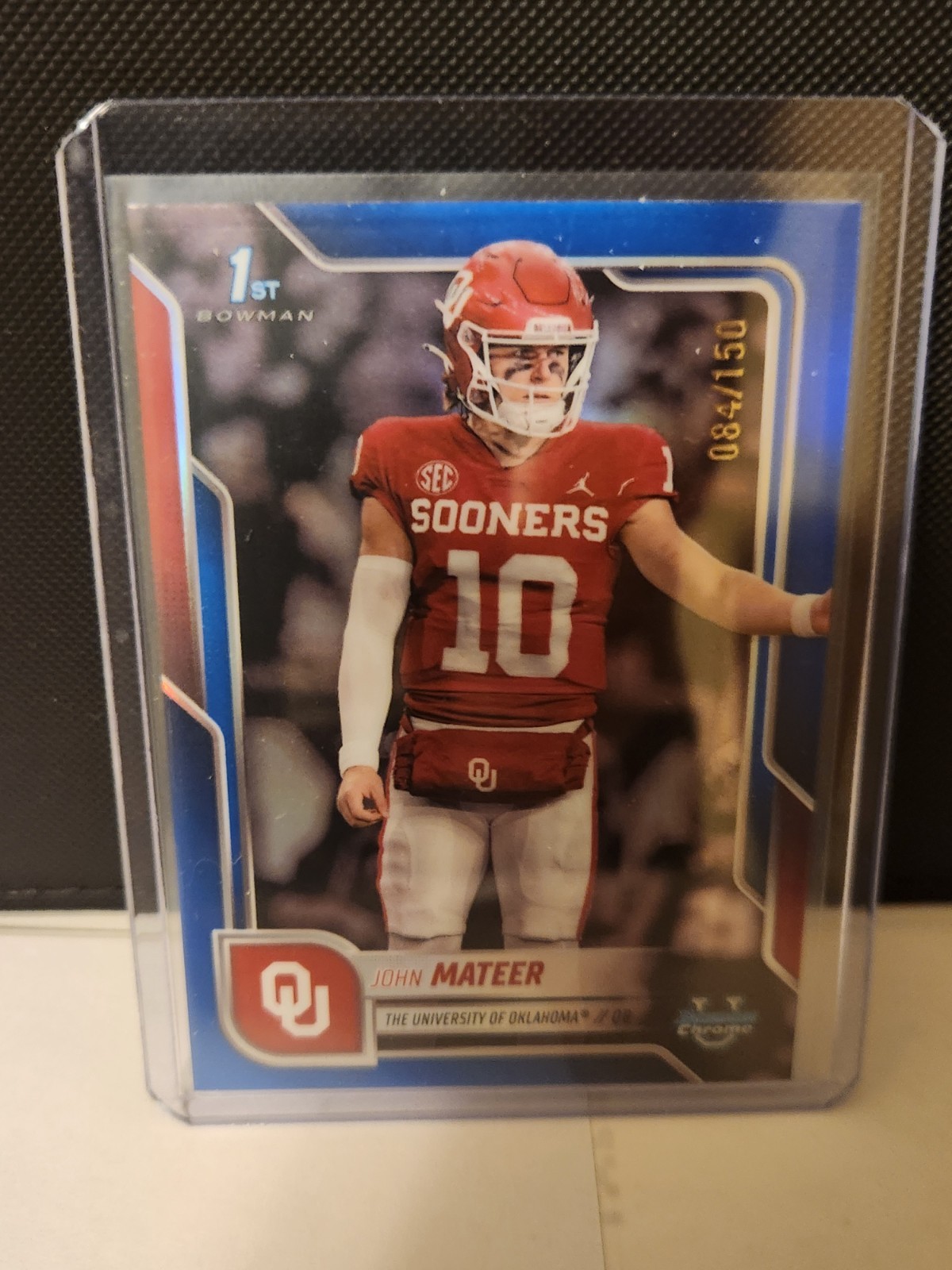 2025 Bowman University Chrome John Mateer 1st Bowman Blue Refractor /150