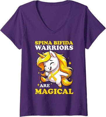Spina Bifida Awareness Warriors are Magical Ladies' V-Neck Tshirt