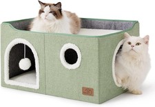Large Cat Beds Indoor Cats Extra Wide Cat Cube House Small Pet W/ Fluffy Ball