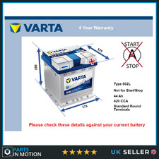 Battery fits FIAT 500X 500C CINQUECENTO 500L SEICENTO FIORINO Varta 002L