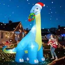13FT Giant Christmas Inflatables Decoration Dinosaur Built-in Bright LED Lights