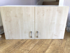 Kitchen double Wall Cabinet Cupboard Unit with Shelf Ash Light Wood doors 1000mm