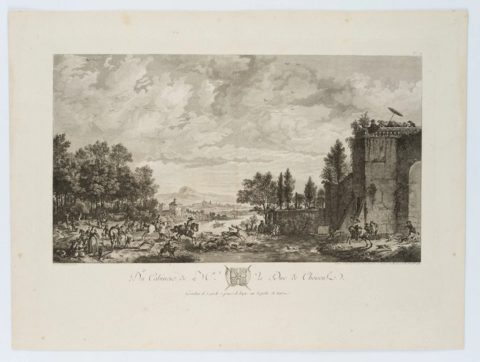 DUNKER (*1746) nach WOUWERMAN (*1619), Hirschjagd, 1772, Rad. Barock 1750-1799 - Bild 2 von 4