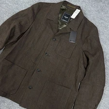Todd Snyder Linen Chore Coat Men Large Tobacco Brown Pockets Lightweight $598