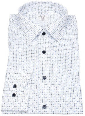 Marvelis Hemd Modern Fit Print blau / weiß extra langer 69cm Arm - ohne OVP