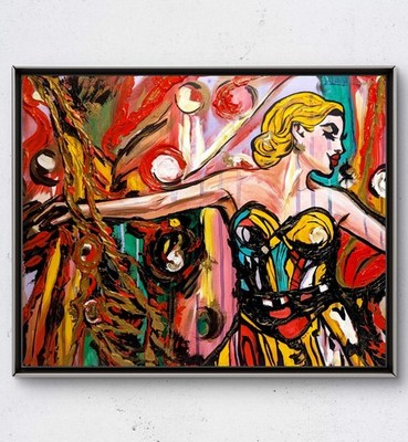 BirkeloART 20x16 Expressionist Impasto Dance Woman Acrylic Canvas Painting