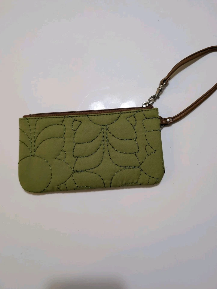 Muñequera de cuero marrón acolchada verde Fossil Key-Per mango con cremallera interior verde Foto 4 de 4