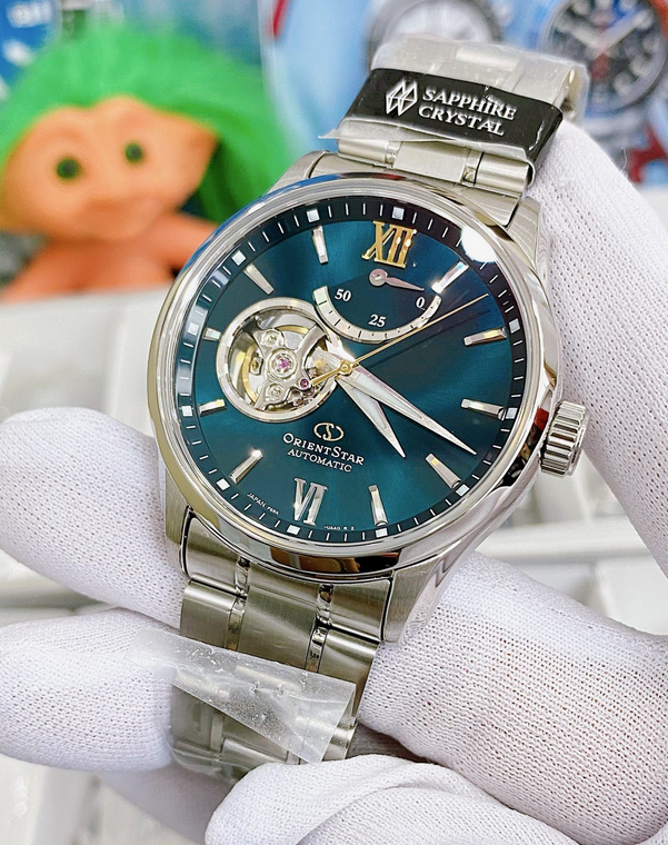 ORIENT STAR Automatic オープンハート 腕時計 Orient Star Automatic Green Dial Sapphire Crystal Men's Watch RE
