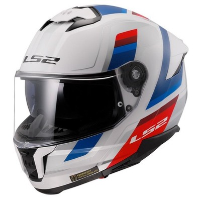 LS2 Gloss White/Blue/Red Stream II Vintage Helmet w/SunShield 808-1127