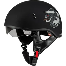 GMax Matte Black/Gray HH-65 DRK1 Naked Half Helmet H16512507