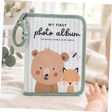 Beautiful Soft Baby Photo Album for Newborns - My First Family Photo Book Sage
