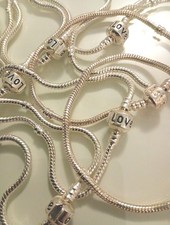 Job Lot Snake Charm Bracelet Jewellery Making  x 10 Silver Tone 