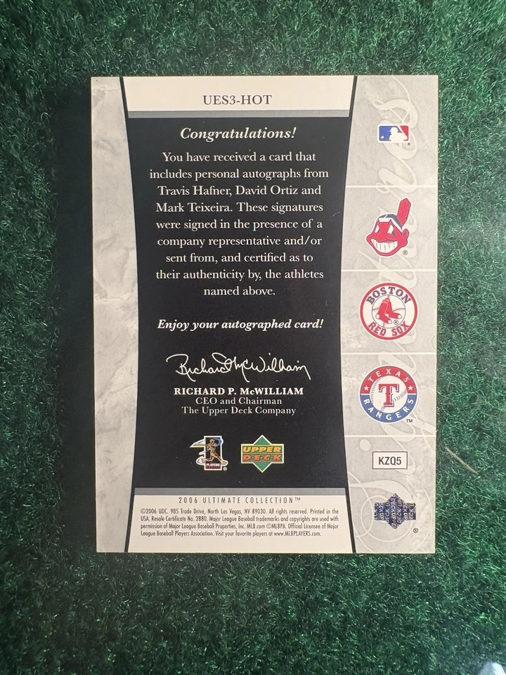 2006 Ultimate Ensemble Signatures  David Ortiz, Mark Teixeira, Travis Hafner /50 - Image 2 of 2
