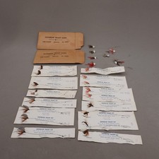 Lotto 24 mosche trota superiore vintage assortite cardate e sfuse Spagna T.D.E. Ganci